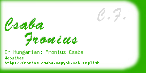 csaba fronius business card